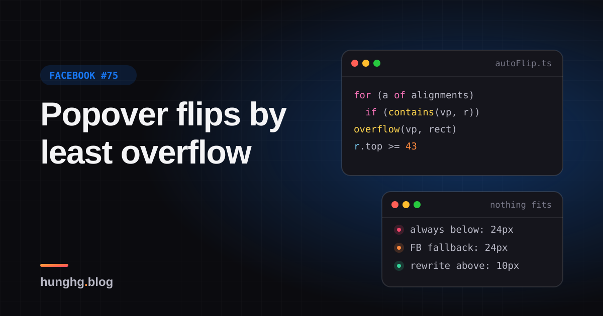 Học từ Facebook #75: Popover tự lật theo phần tràn nhỏ nhất