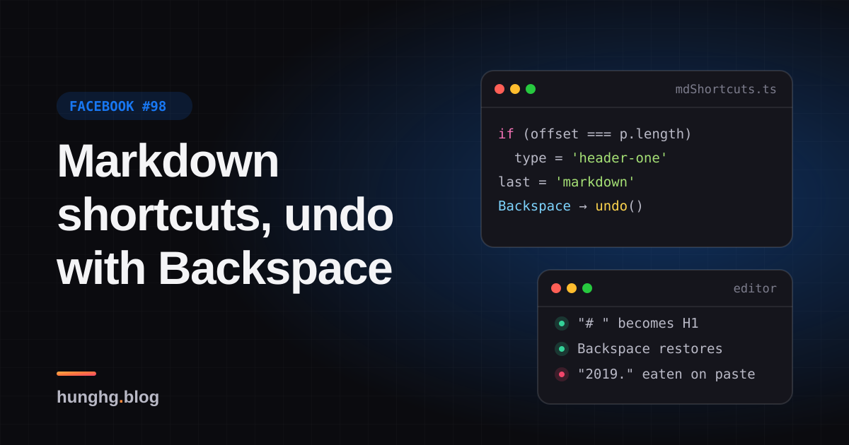 Học từ Facebook #98: Phím tắt Markdown, Backspace để hoàn tác