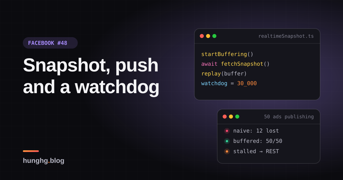 Học từ Facebook #48: Snapshot + push, giữ event chờ snapshot và watchdog