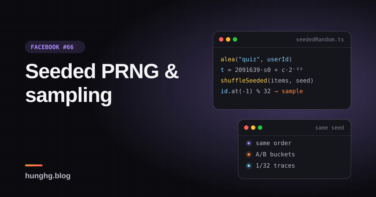 Học từ Facebook #66: PRNG có seed, xáo trộn tái lập và lấy mẫu trace 1/32