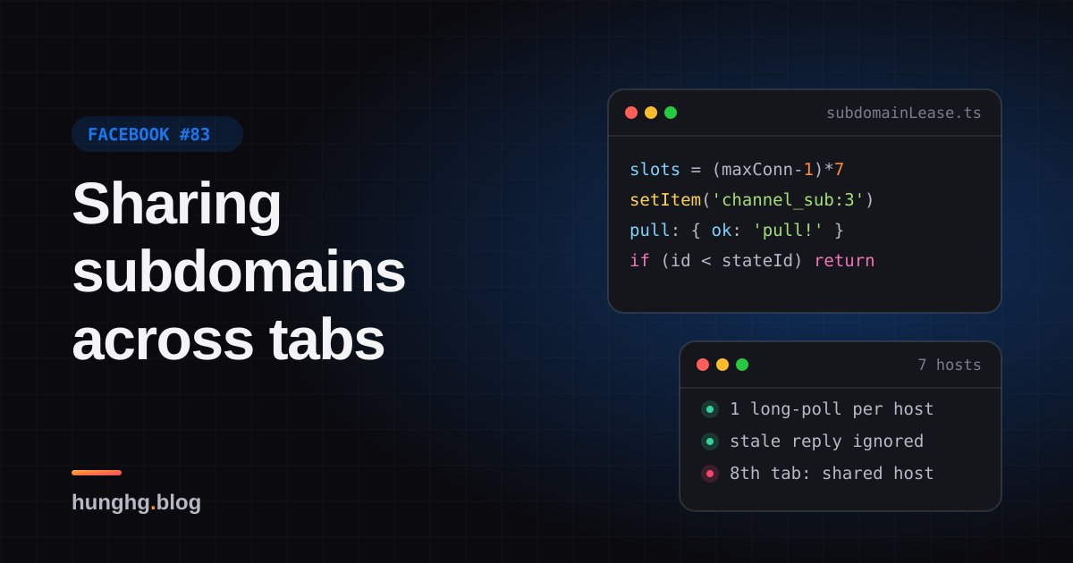 Học từ Facebook #83: Chia subdomain giữa các tab bằng lease, long-poll