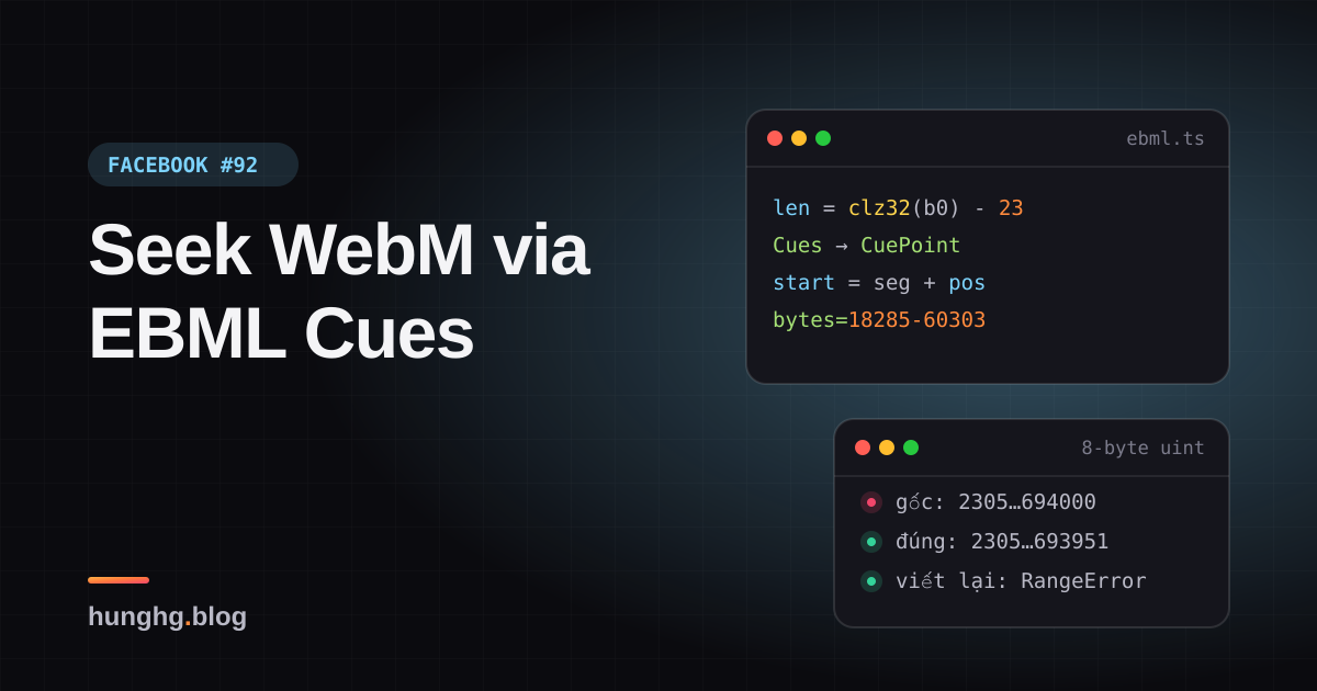 Học từ Facebook #92: Đọc EBML/WebM Cues để tìm byte range của segment