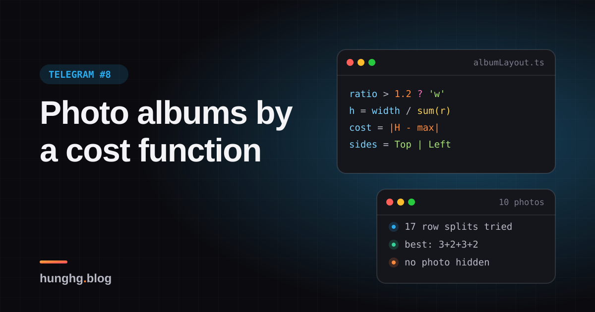 Học từ Telegram #8: Bố cục album chọn theo hàm chi phí