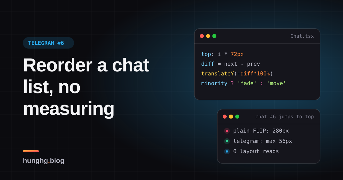 Học từ Telegram #6: Animation sắp xếp danh sách chat không đo DOM