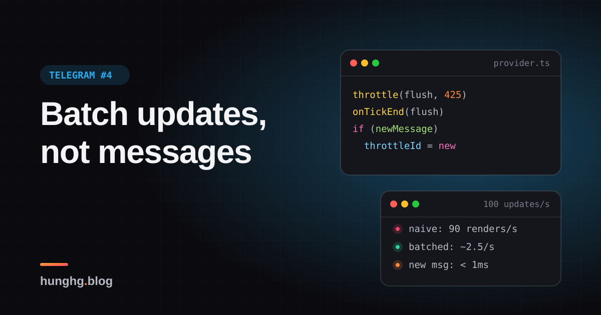Học từ Telegram #4: Gom update realtime theo nhịp animation