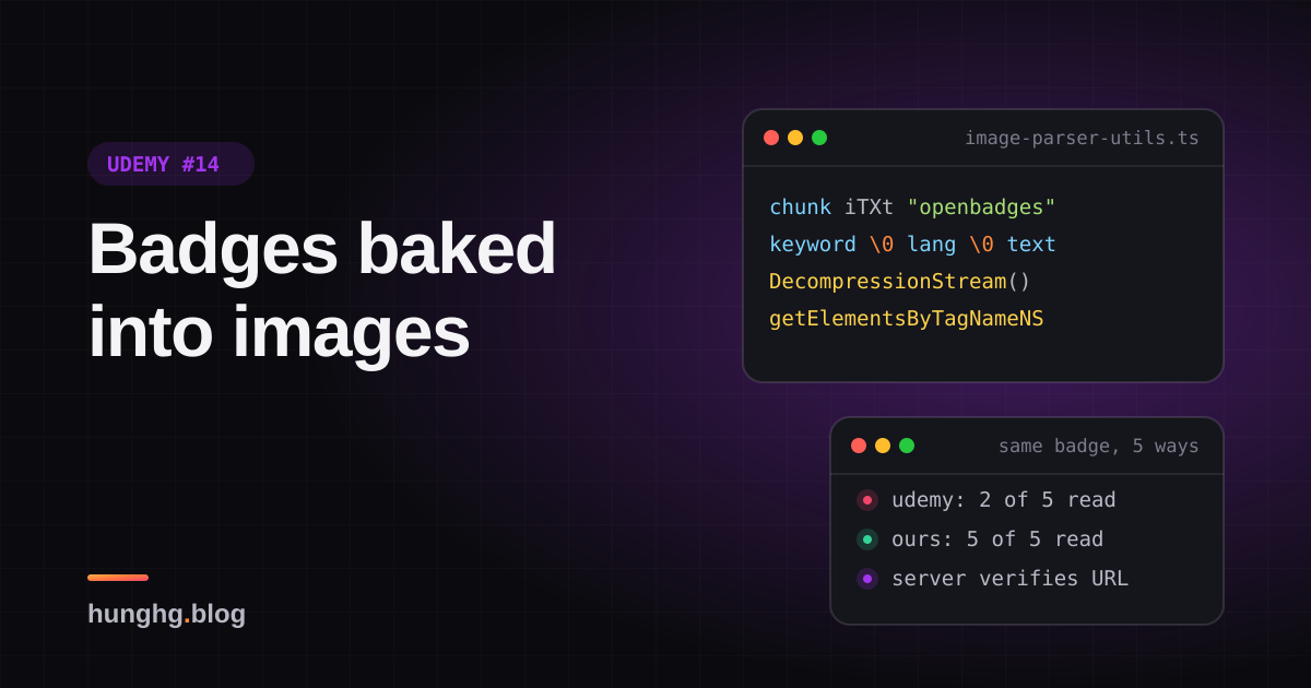 Học từ Udemy #14: Đọc Open Badges giấu trong ảnh PNG và SVG