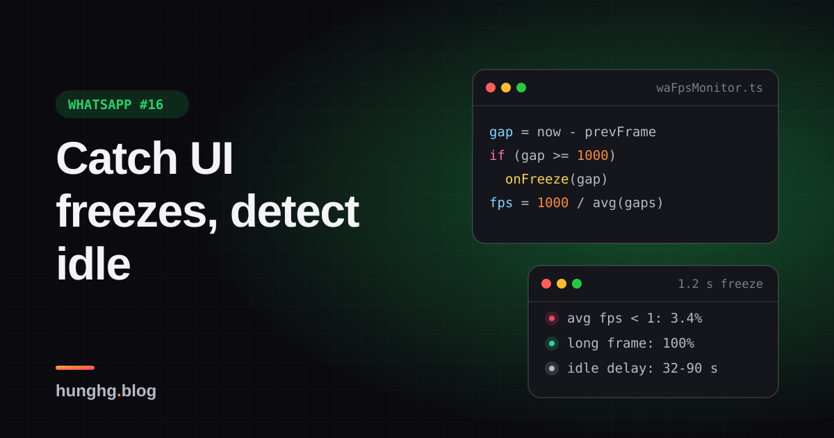 Học từ WhatsApp Web #16: Đo FPS phát hiện UI đóng băng, idle monitor