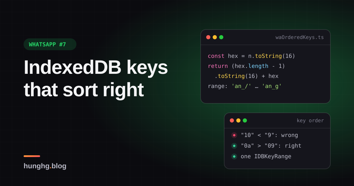 Học từ WhatsApp Web #7: Khoá IndexedDB giữ đúng thứ tự từ điển