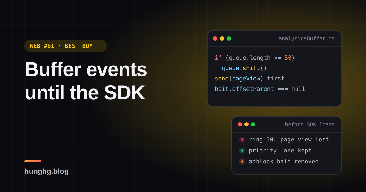 Học từ web lớn #61: Buffer analytics chờ SDK, phát hiện adblock (Best Buy)