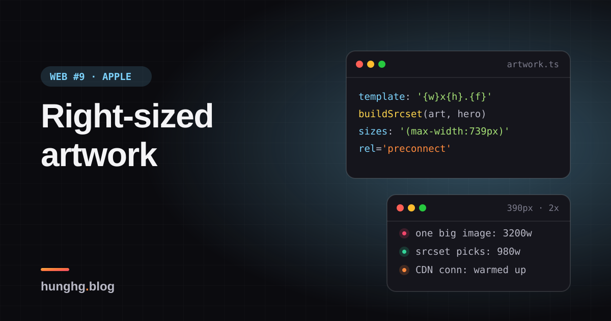 Học từ web lớn #9: srcset cho artwork và preconnect tự động (Apple)
