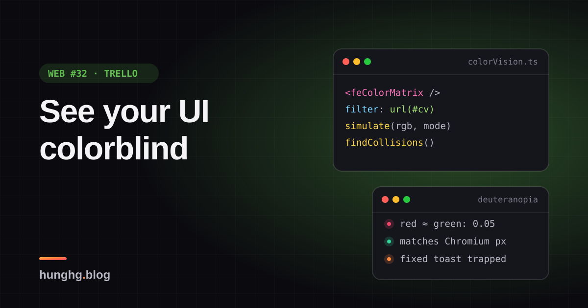 Học từ web lớn #32: Giả lập mù màu cho cả app bằng feColorMatrix (Trello)