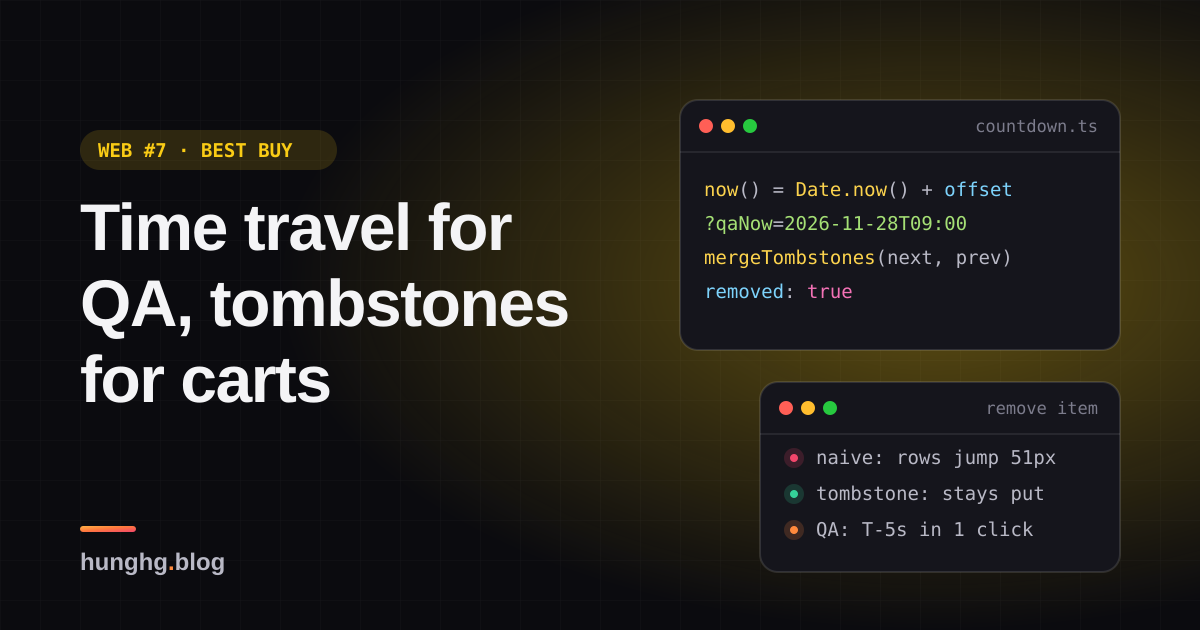 Học từ web lớn #7: Countdown có time-travel và tombstone giỏ hàng (Best Buy)
