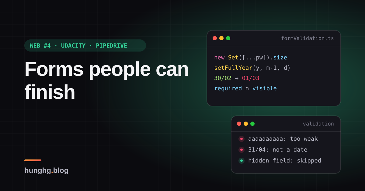 Học từ web lớn #4: Validate form thân thiện (Udacity, Pipedrive)