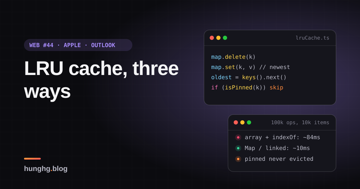 Học từ web lớn #44: LRU cache theo 3 cách (Apple, Similarweb, Outlook)
