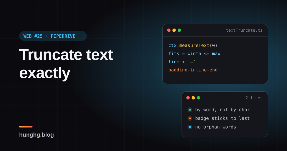 Học từ web lớn #25: Cắt chữ nhiều dòng chính xác (Pipedrive, Apple, Toptal)